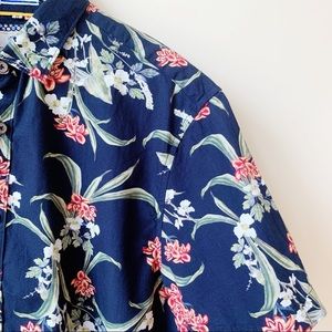 Denim & Flower | Red & White Flower Shirt Print